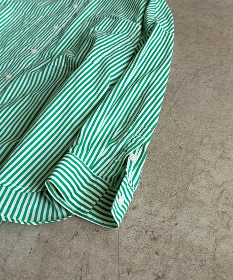 stand collar boyish shirt〈stripe〉