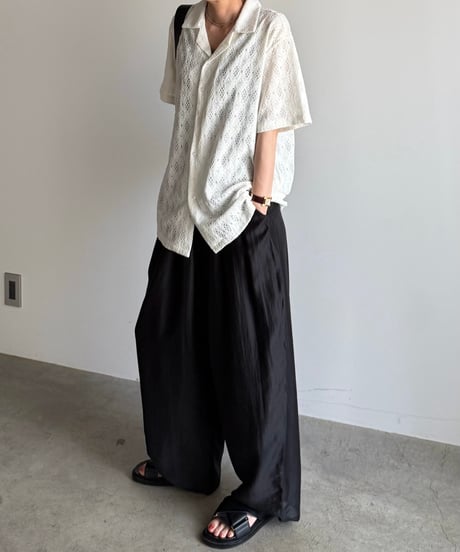 sheer lyocell tuck pants