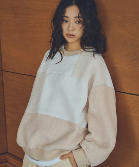 patchwork boa pullover