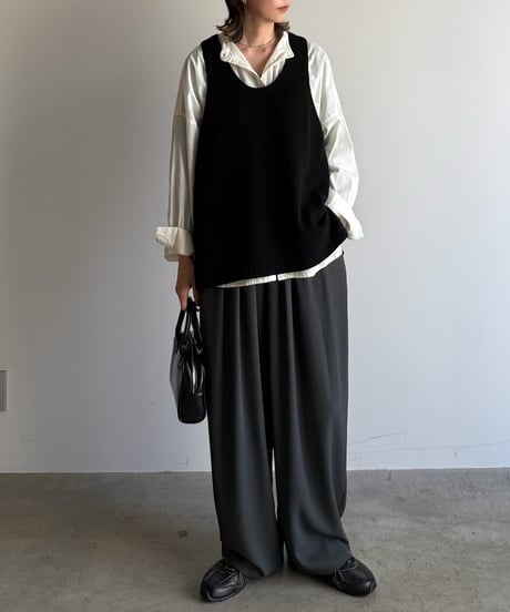 stand collar boyish shirt〈plain〉