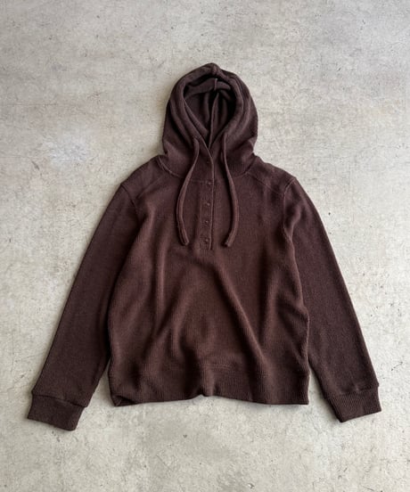 half button knit hoodie