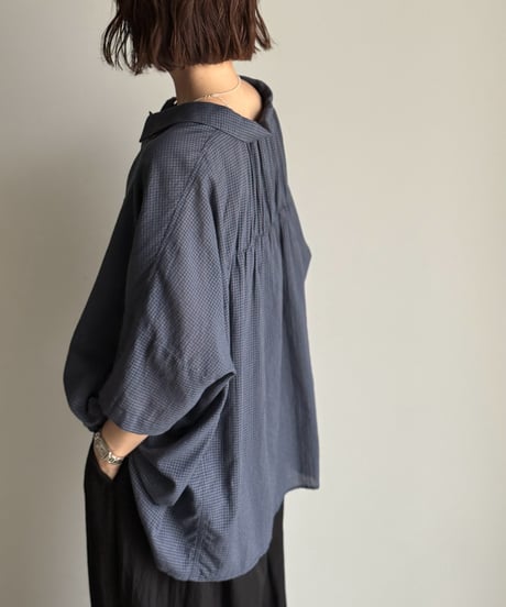 back shirring check shirt【一部予約】