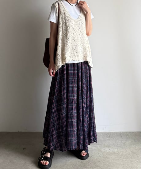 tartan check crinkle skirt