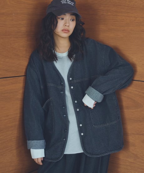 long rib sleeve pullover〈border〉
