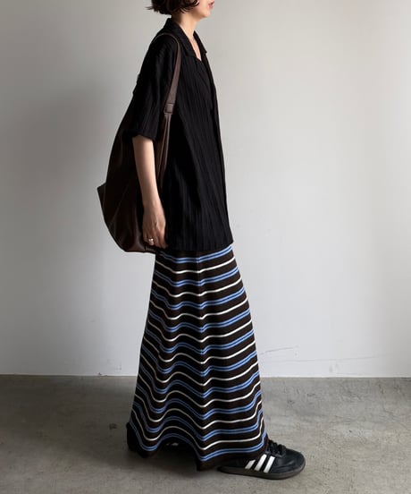 multi border knit skirt