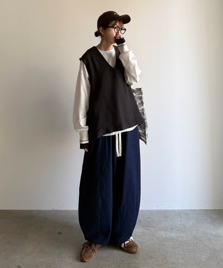 rib color long t-shirt