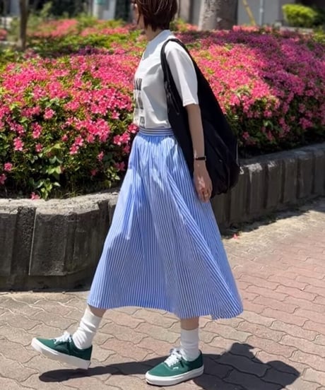 stripe flared skirt