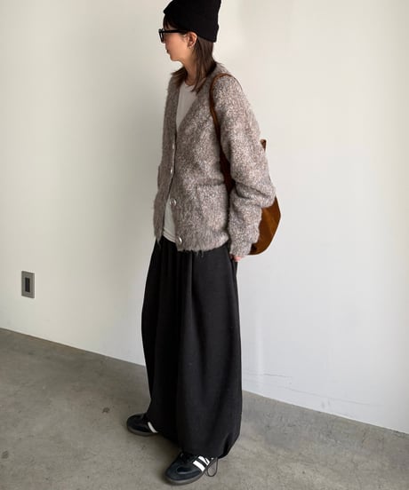 boucle yarn cardigan