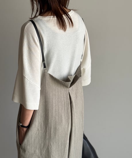 herringbone suspender wide pants