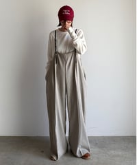 herringbone suspender wide pants