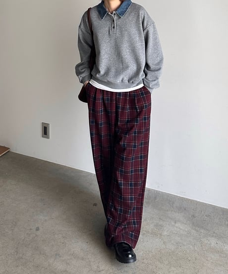 denim collar polo sweat