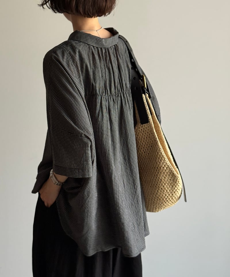 back shirring check shirt【一部予約】 | ARULLE