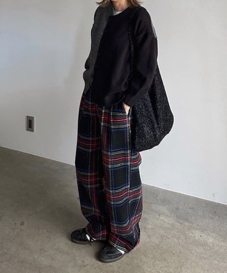【POPUP】roll up warm slacks〈check〉