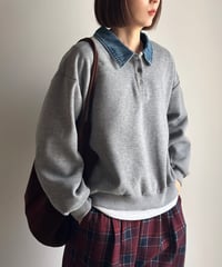 denim collar polo sweat