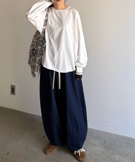 rib color long t-shirt