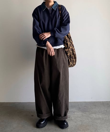denim collar polo sweat