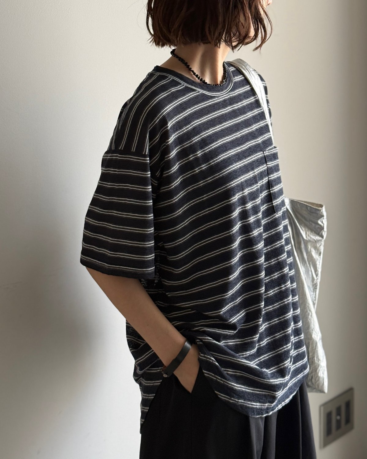 sheer border knit t-shirt | ARULLE
