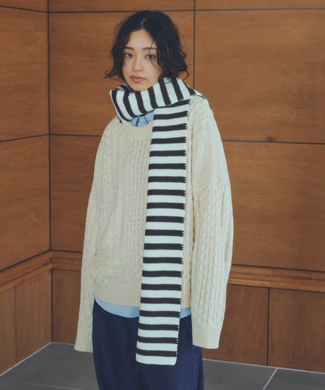 【POPUP】aran cable knit pullover