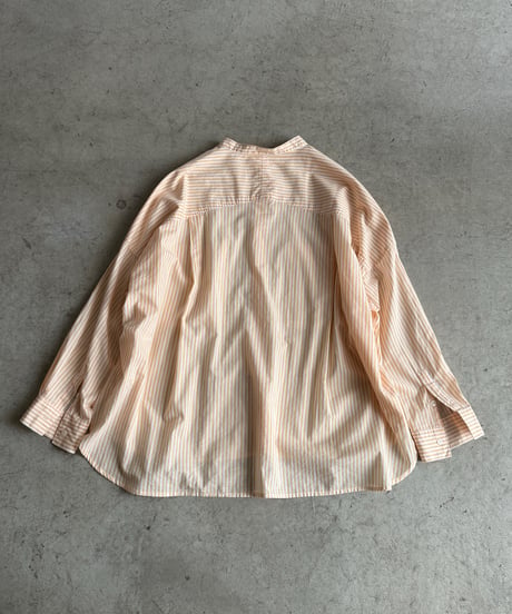 stand collar boyish shirt〈stripe〉