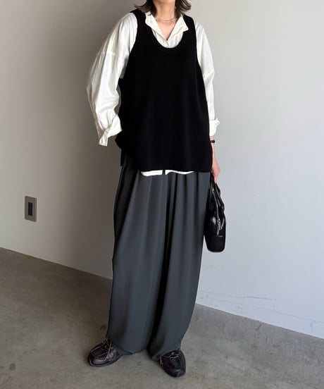 stand collar boyish shirt〈plain〉