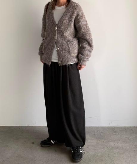 boucle yarn cardigan
