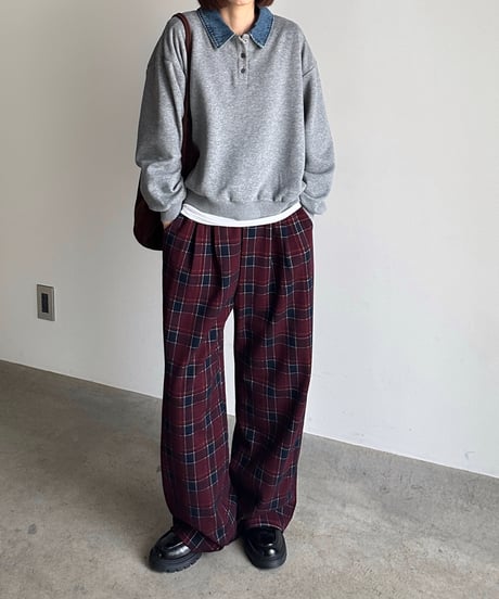 denim collar polo sweat