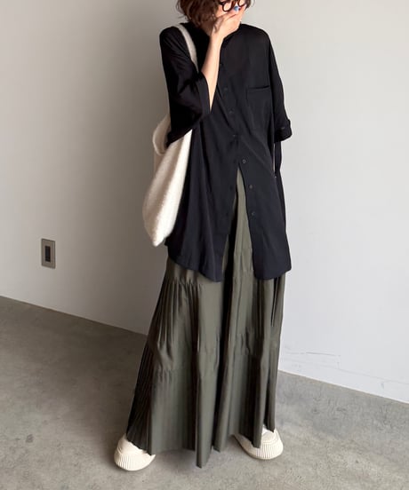 tuck pleats flare skirt