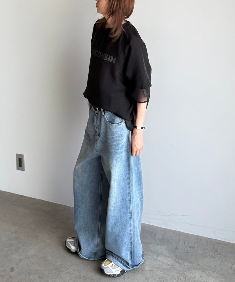 【美品】ブルレア　Hem tulle docking pullover Hem tulle docking long pullover | Bluelea
