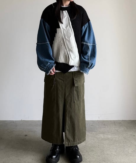 military cargo long skirt