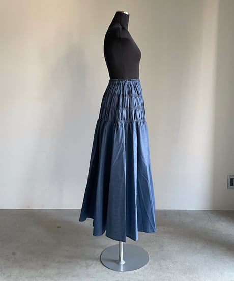 denim shirring skirt