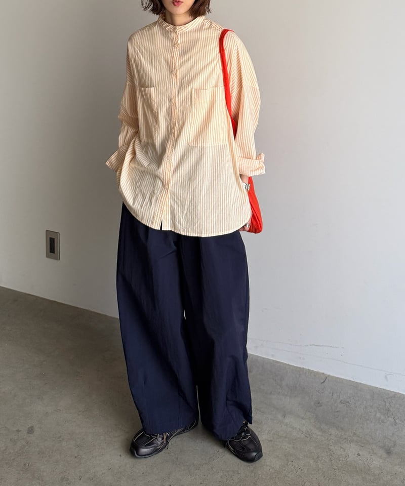stand collar boyish shirt〈stripe〉 | ARULLE