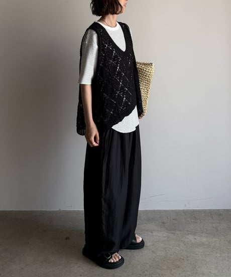 sheer lyocell tuck pants