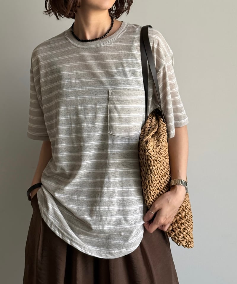 sheer border knit t-shirt | ARULLE