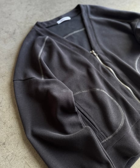 color stitch zip cardigan