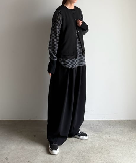 long rib sleeve pullover〈border〉