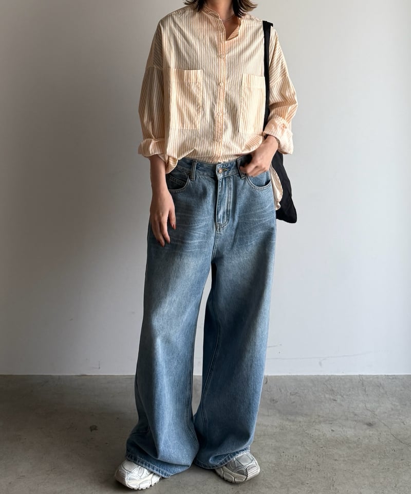 stand collar boyish shirt〈stripe〉 | ARULLE