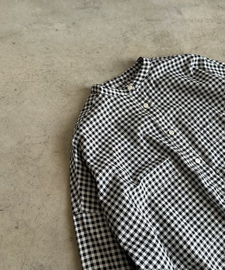 stand collar boyish shirt〈check〉