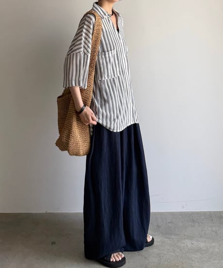 knit lace stripe shirt