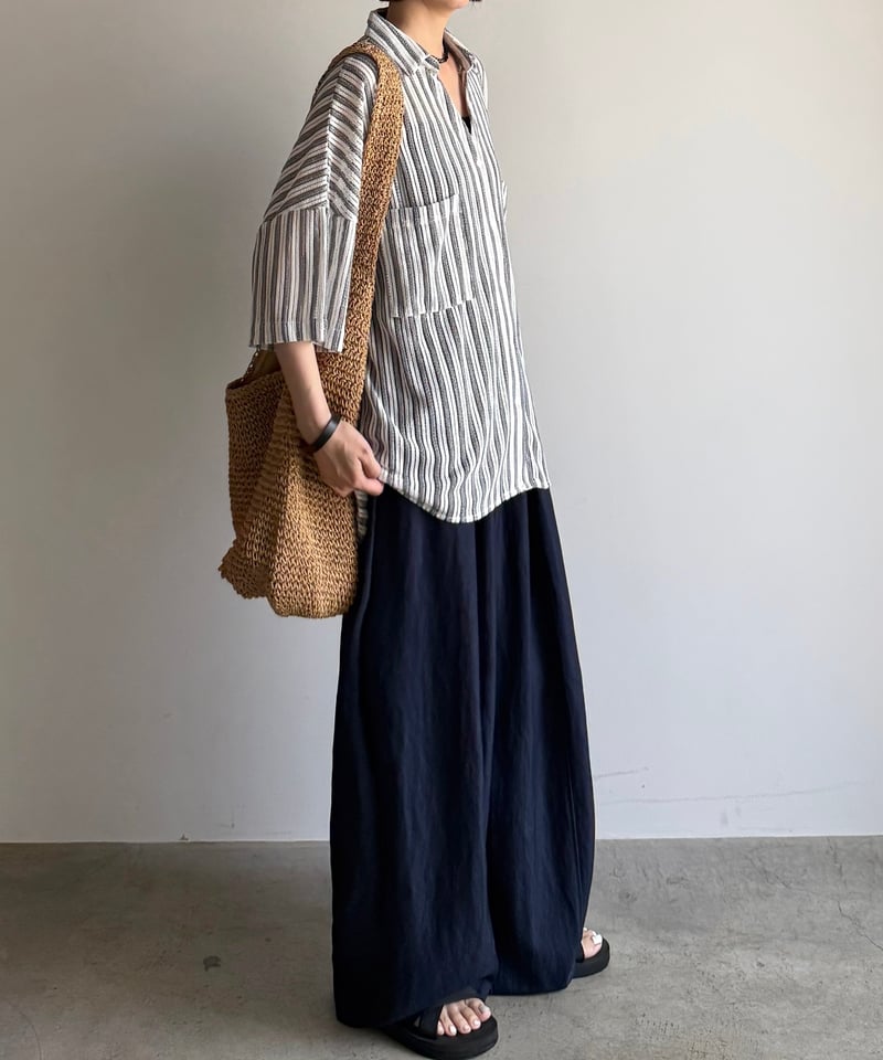 knit lace stripe shirt | ARULLE