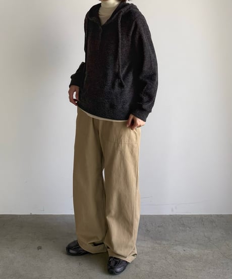 half button knit hoodie