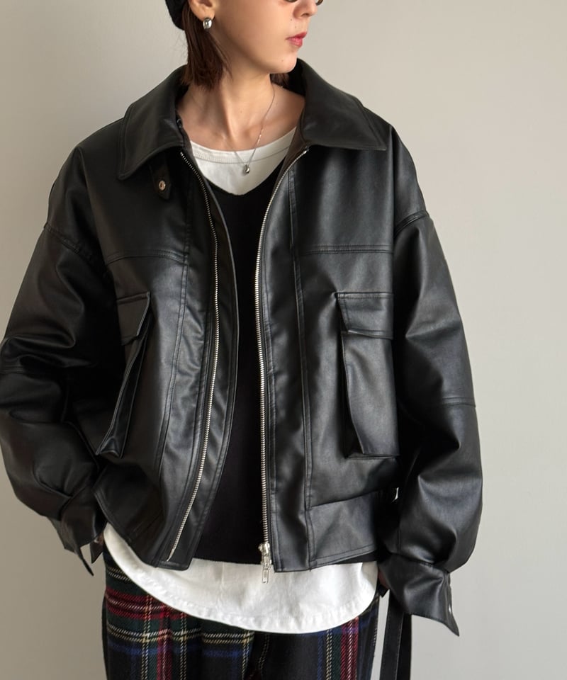 quilting fake leather jacket | ARULLE