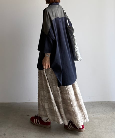 fringe block check skirt