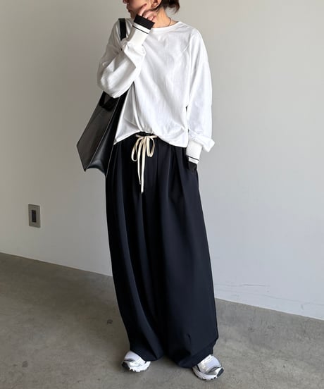 rib color long t-shirt