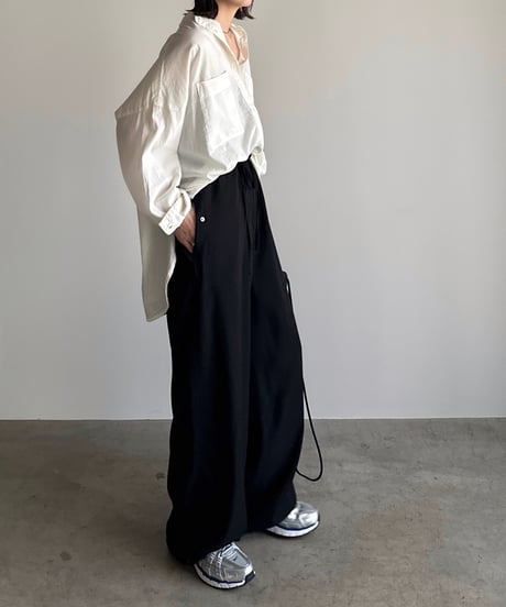 stand collar boyish shirt〈plain〉