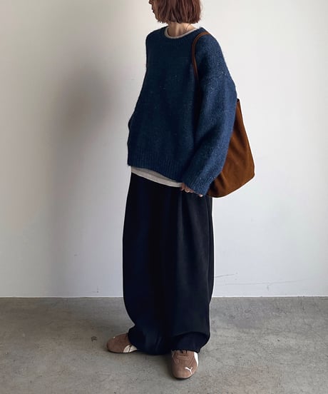 mix color crew neck knit