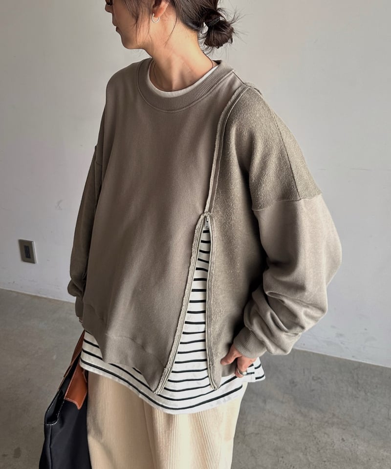 side zip patchwork sweat | ARULLE