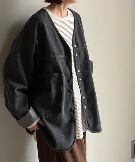 long rib sleeve pullover〈border〉