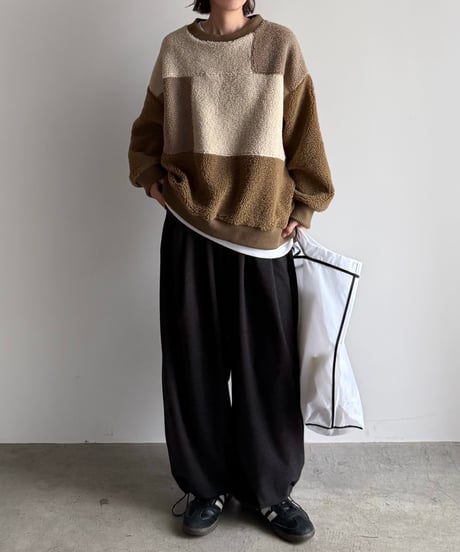 patchwork boa pullover