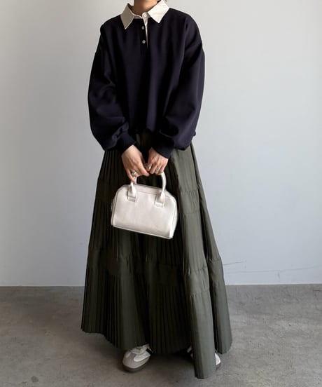 tuck pleats flare skirt