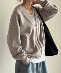 color stitch zip cardigan